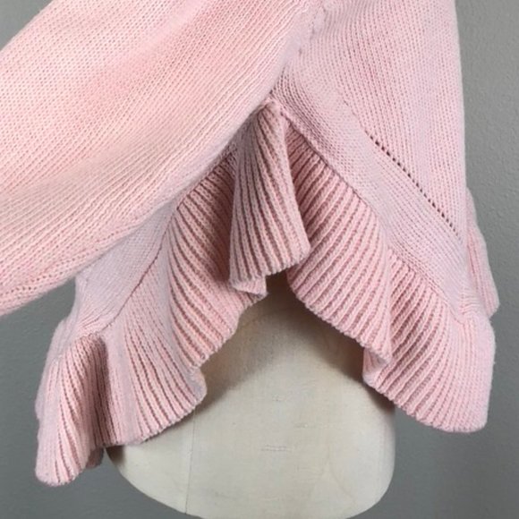 Soft Pink Cotton Ruffle Peplum Sweater - Picture 6 of 8